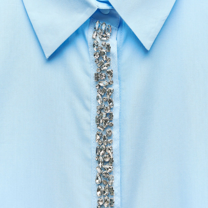Moudda ZARA - Chemise courte en popeline, détail bijou - Tunisie 3