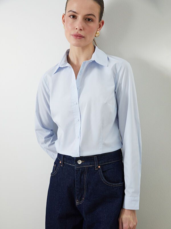 Moudda LC Waikiki - Chemise tissée manches longues Femme Bleu clair - Tunisie 1