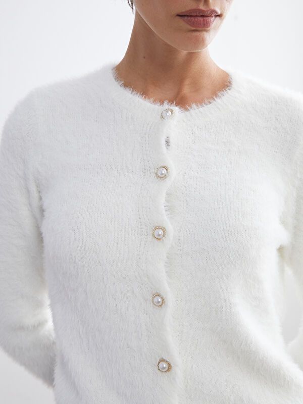 Moudda LC Waikiki - Cardigan tricot moyen Femme Ecru - Tunisie 3