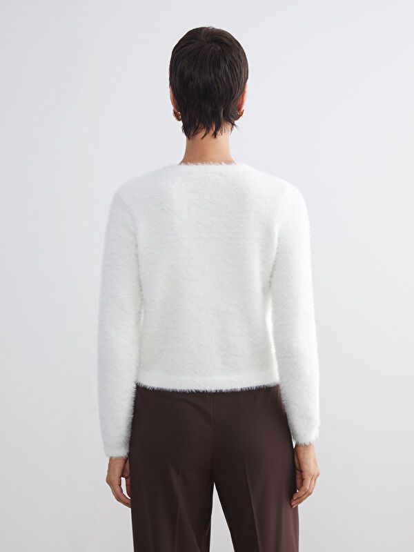 Moudda LC Waikiki - Cardigan tricot moyen Femme Ecru - Tunisie 4