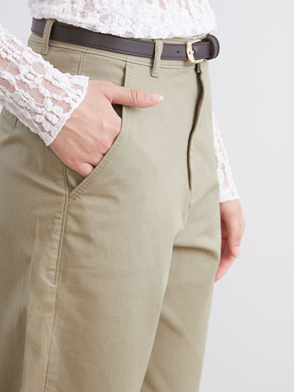 Moudda LC Waikiki - Pantalon tissé moyen Femme Kaki clair - Tunisie 3