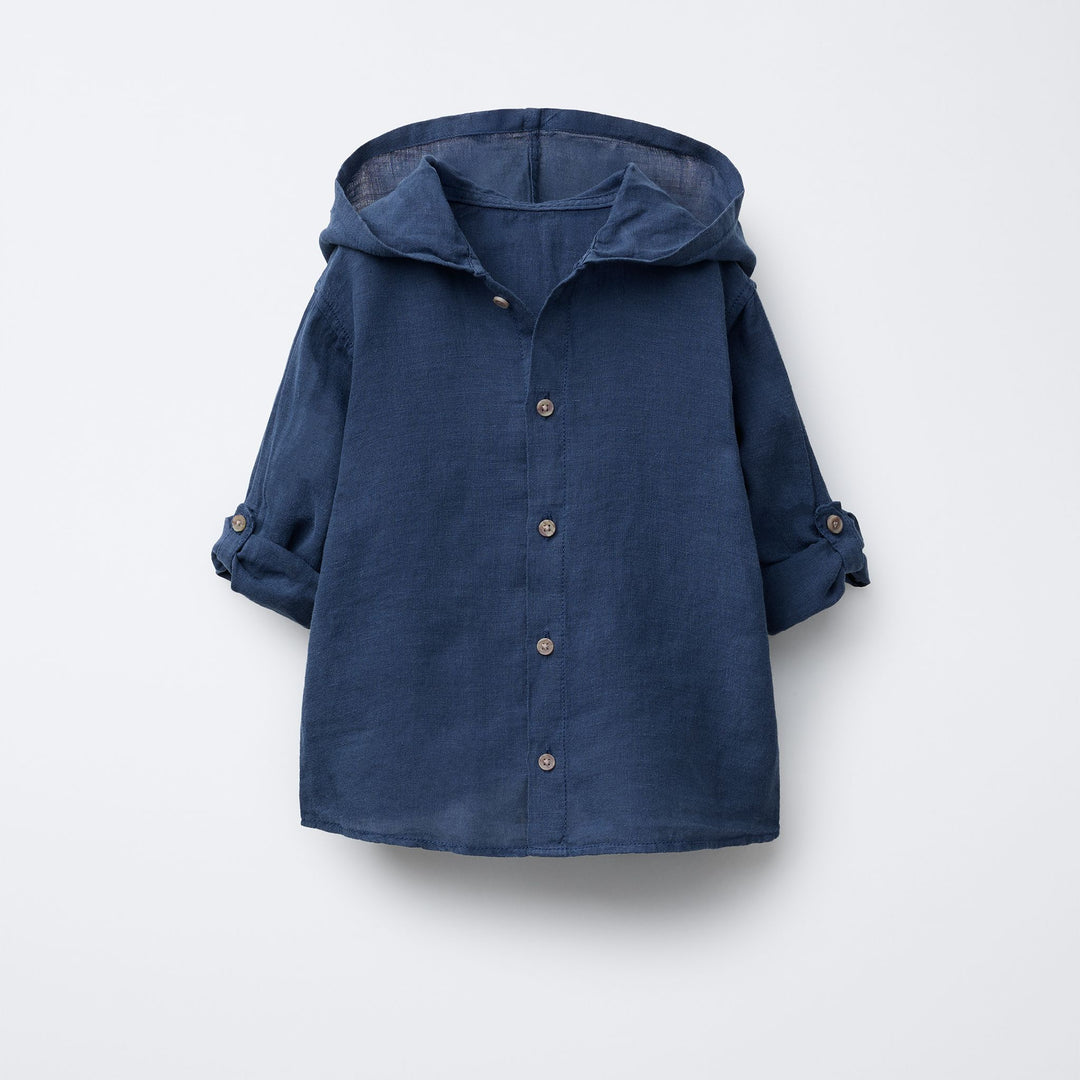 Moudda ZARA - Chemise Enfant Capuche - 100% Lin & Marine (6T) - Tunisie 1