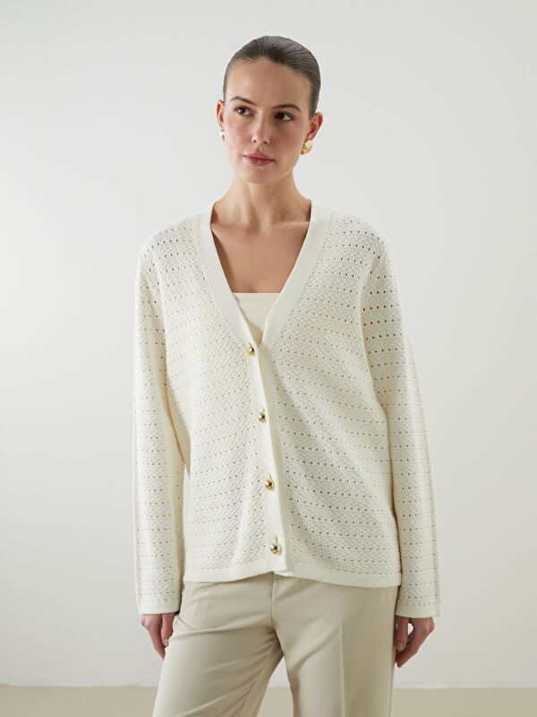 Moudda LC Waikiki - Cardigan fin en tricot Femme Ecru - Tunisie 4