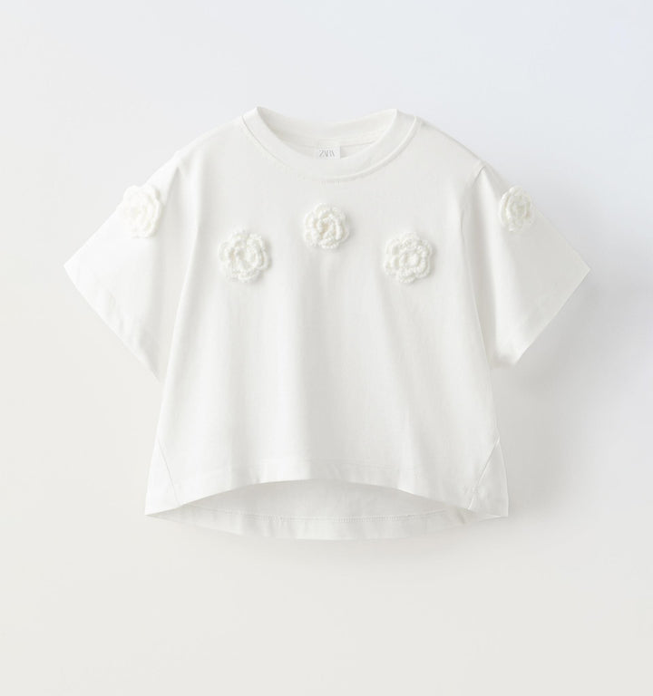 Moudda ZARA - T-shirt avec appliques fleurs au crochet - Tunisie 1