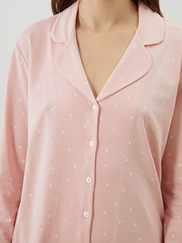 Moudda LC Waikiki - Pyjama manches longues en jersey couleur Rose imprimé pour femmes - Tunisie 3