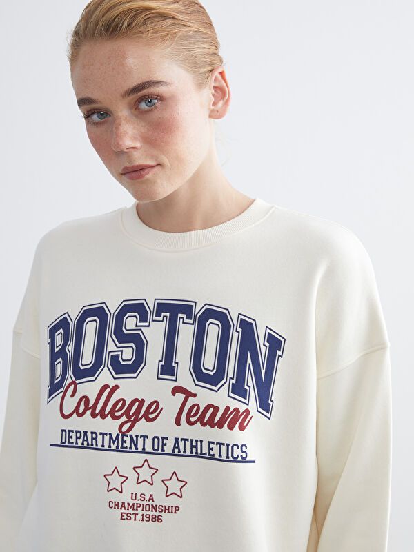 Moudda LC Waikiki - Tunique en jersey manches longues Femme Crème - Tunisie 1