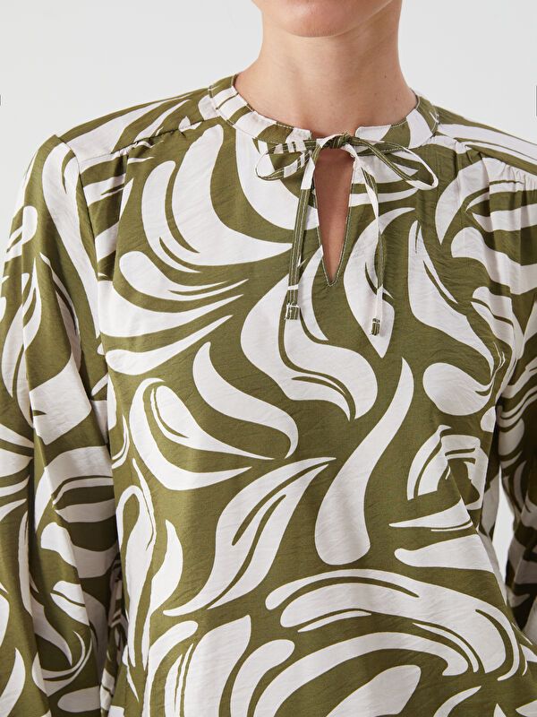 Moudda LC Waikiki - Blouse tissée imprimée manches longues Femme Imprimé vert - Tunisie 3