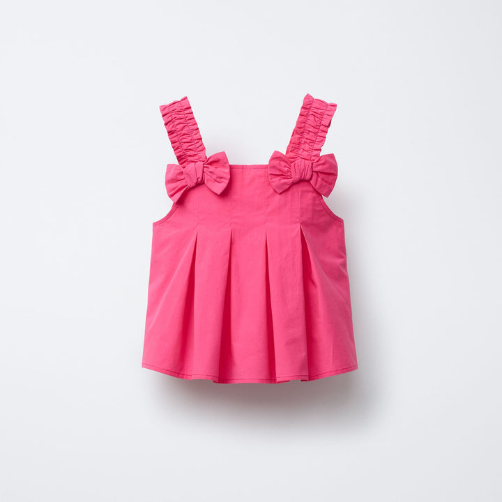 Moudda ZARA - Top Enfant Fuschia - Popeline & Nœuds - Tunisie 1