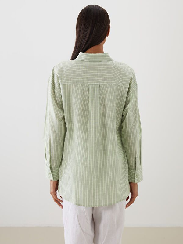 Moudda LC Waikiki - Tunique tissée manches longues Femme Rayures vertes - Tunisie 4