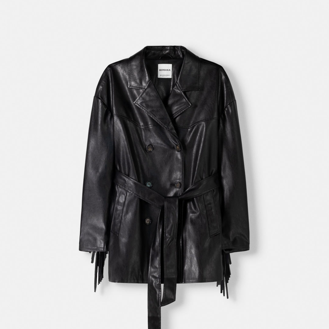 Moudda BERSHKA - Trench 3/4 en Similicuir à Franges - Tunisie 1