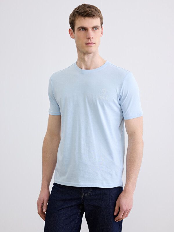 Moudda LC Waikiki - T-shirt imprimé manches courtes en jersey pour Homme couleur Bleu clair - Tunisie 1