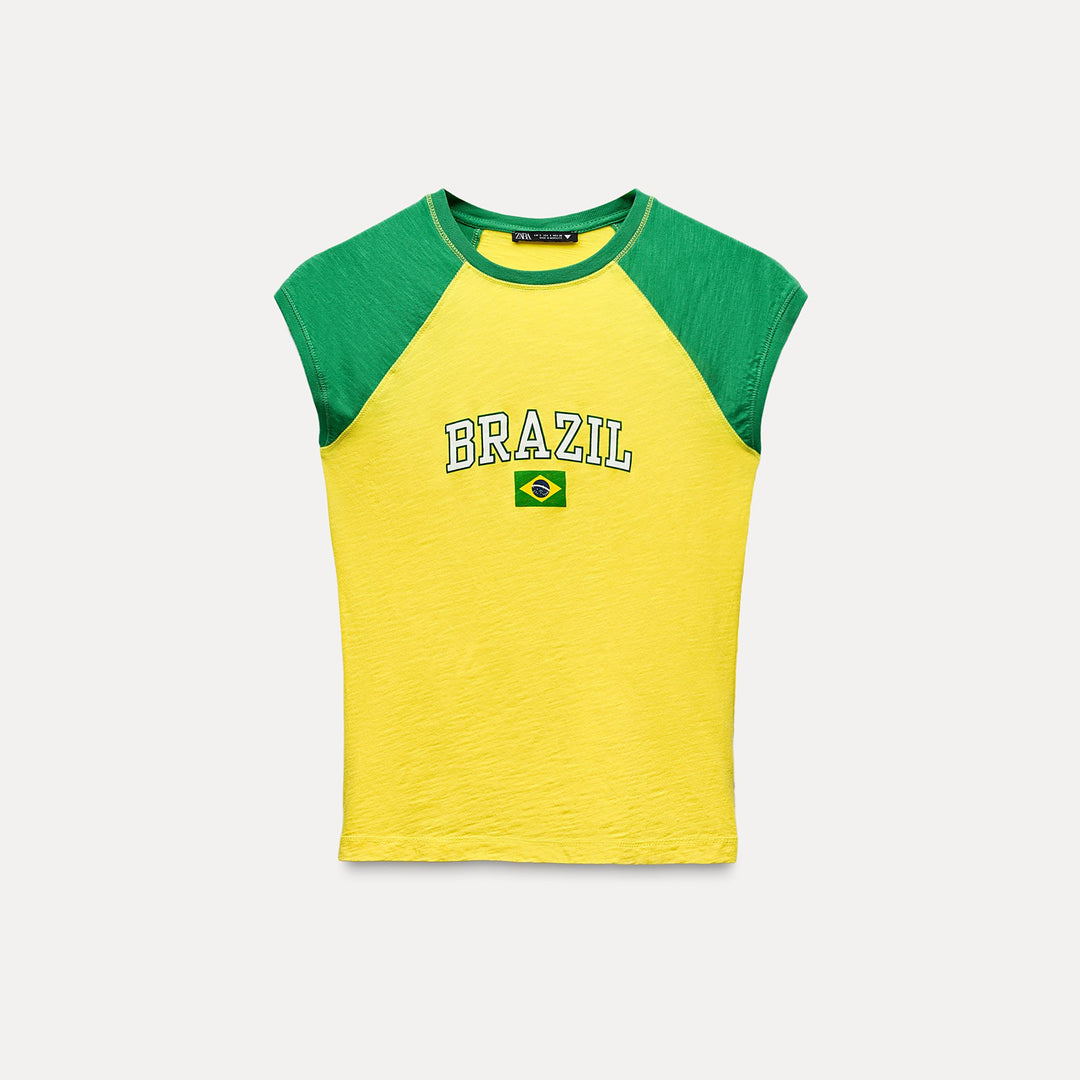 Moudda ZARA - T-shirt flammé manches raglan, imprimé pays - Tunisie 1