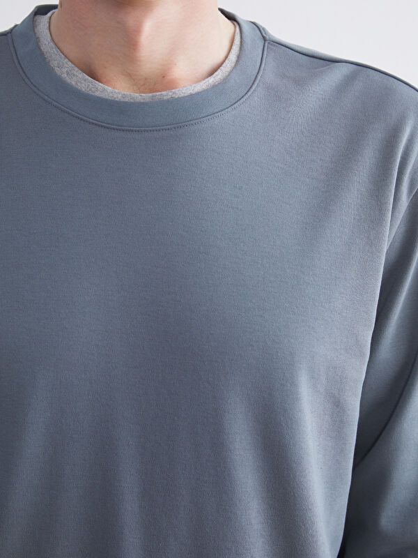 Moudda LC Waikiki - Sweatshirt jersey basique Homme Indigo terné - Tunisie 3