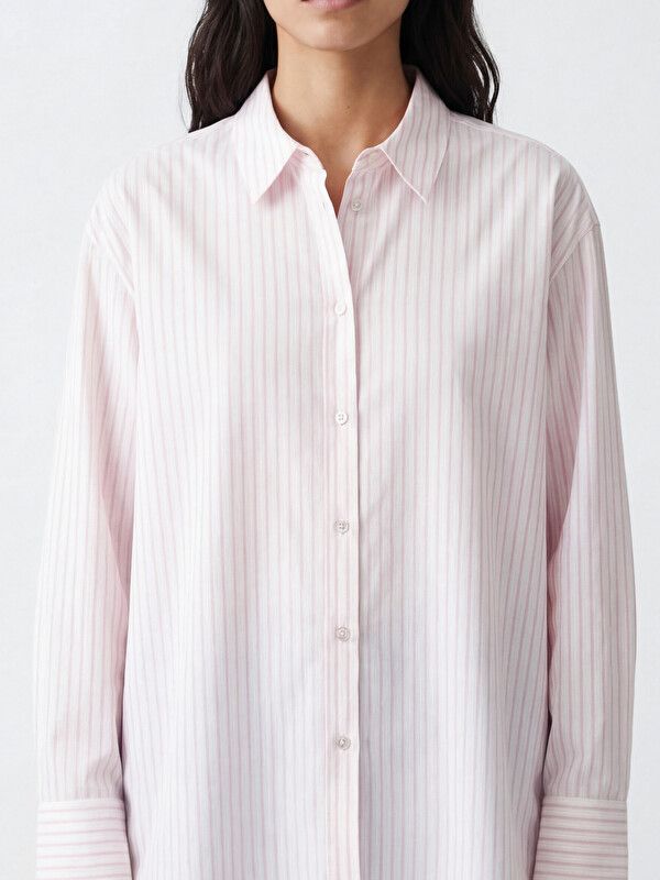 Moudda LC Waikiki - Chemise manches longues en tissu pour Femme couleur Rose rayé - Tunisie 3