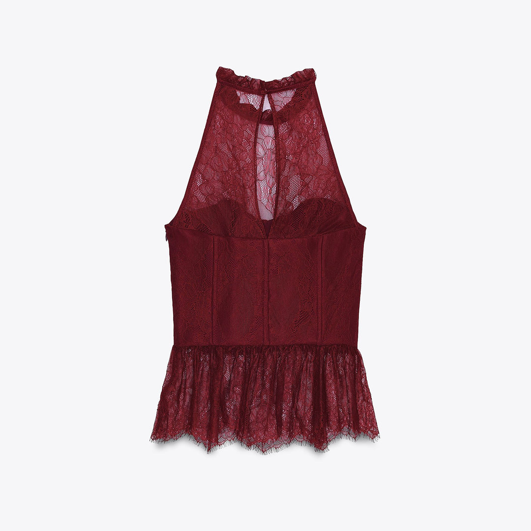Moudda ZARA - Body Dentelle - Encolure Halter & Fronces Bas - Tunisie 2