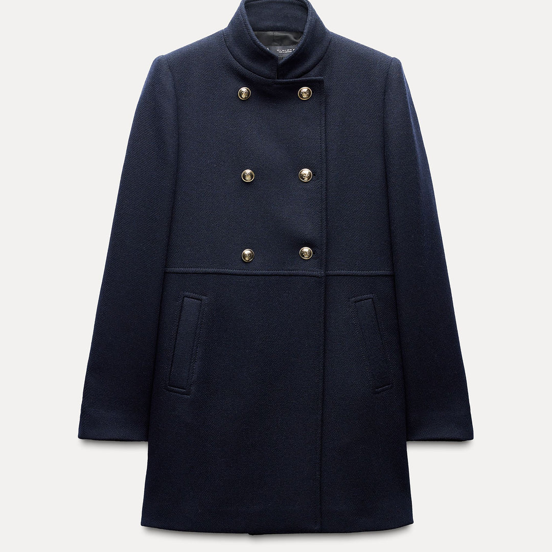 Moudda ZARA - Manteau marine double boutonnage doré - Tunisie 1