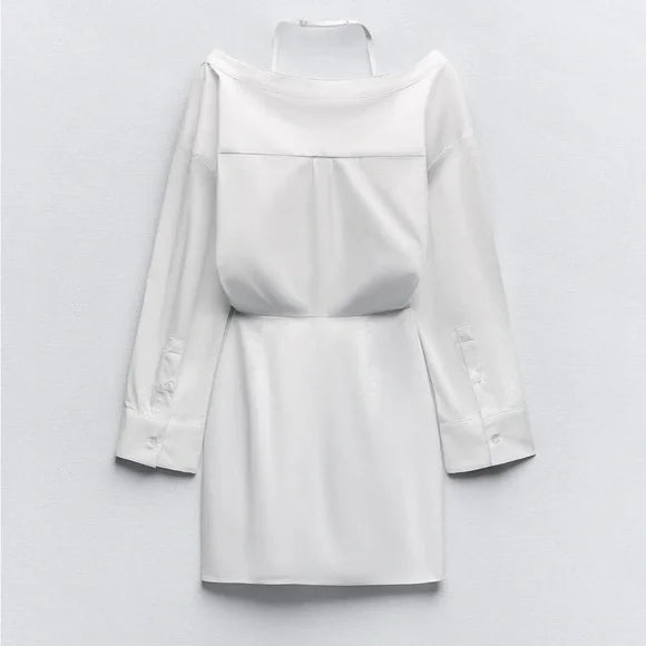 Robe Courte Gabardine Épaules Dénudées