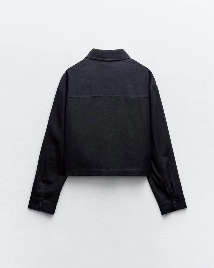 Veste courte lin boutons détail doublure