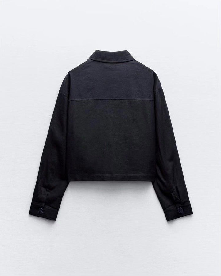 Veste courte lin boutons détail doublure